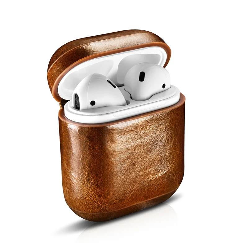 Oil Wax Genuine Leather Headphone Case Storage Bag Cover for Apple Airpods iPhone Bluetooth Earphone Case Boxes Protective Case