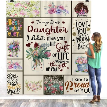 

ONGLYP To My Daughter Blanket Warm Sherpa Fleece Throw Blankets Cozy Thicker Plush Blanket Quilt for Sofa Couch Bed TV Travel