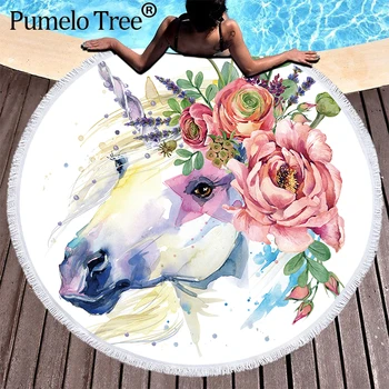 

Cartoon Unicorn Towel Beach Microfiber Beach Towel Strandlaken Round 150Cm Towel Yoga Summer Beach Mat Toallas Playa Bath Towels