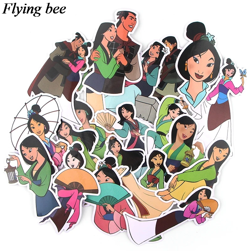 20 компл./лот(21 шт./компл.) Flyingbee Мулан мультфильм Стикеры Женская мода Стикеры s Набор «сделай сам» для Чемодан ноутбук автомобилей велосипедов Стикеры s X0726