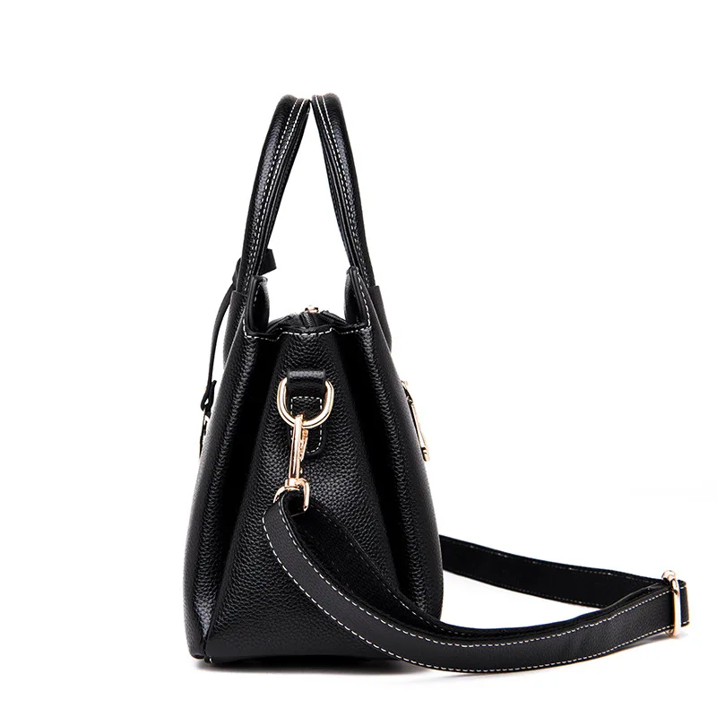 

Europe And America Fashion Simple Business Women's Handbag Embossed Leather Cowhide Leather Single-shoulder Bag Metallic Decorat