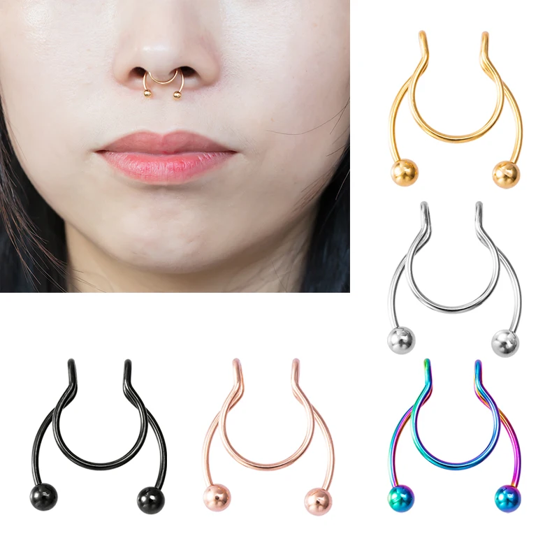 Nose Hoop Diy Fake Septum Ring 1pc U Shaped Nose Ring Fake Septum