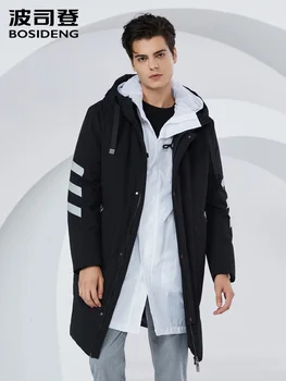 

BOSIDENG Hooded medium length down jacket men's winter cold proof fashion warm windbreaker coat B80141111