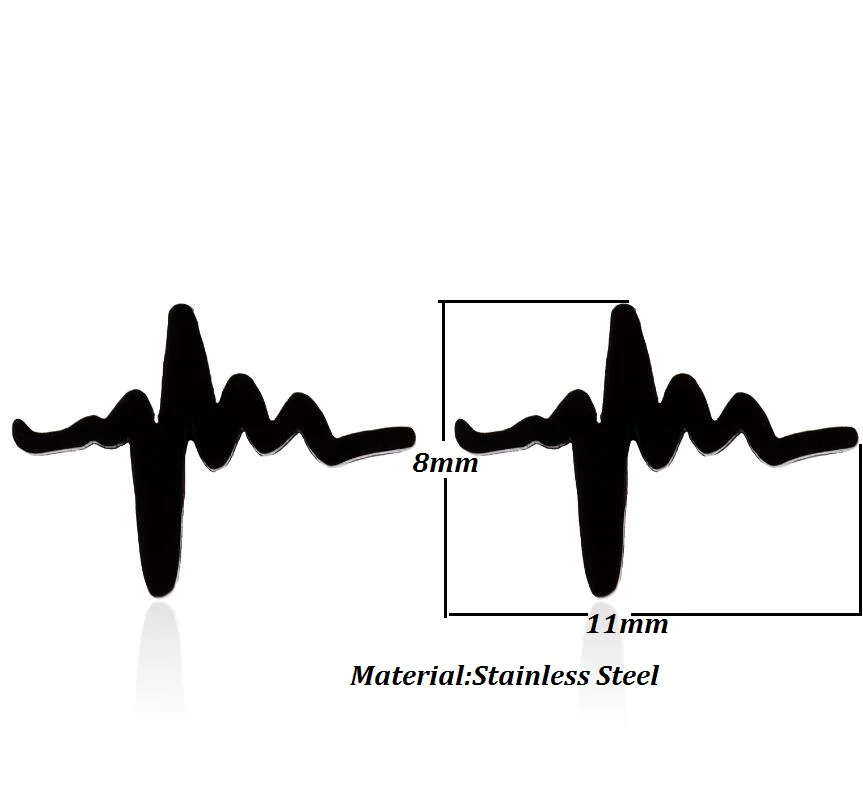 Серьги-гвоздики для влюбленных, свиданий, медицинского ЭКГ сердцебиения, для женщин, медсестры из нержавеющей стали, серебряного цвета, ювелирное изделие, серьги в форме сердца