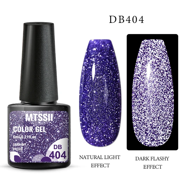 Mtssii Reflective Glitter Gel Nail Polish 6ml Sparkling Auroras Laser Nail Gel Nail Art Varnish Semi Permanent Top Base Gel Q21006  Reflective