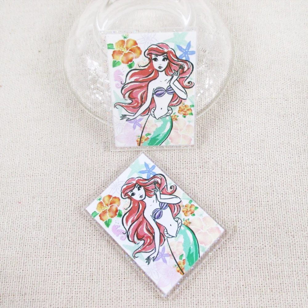 

5pcs Transparent Glitter Flat Back Planar Resin Hairclips Cartoon Princess Accessories DIY Handmade Materials,5Yc9176