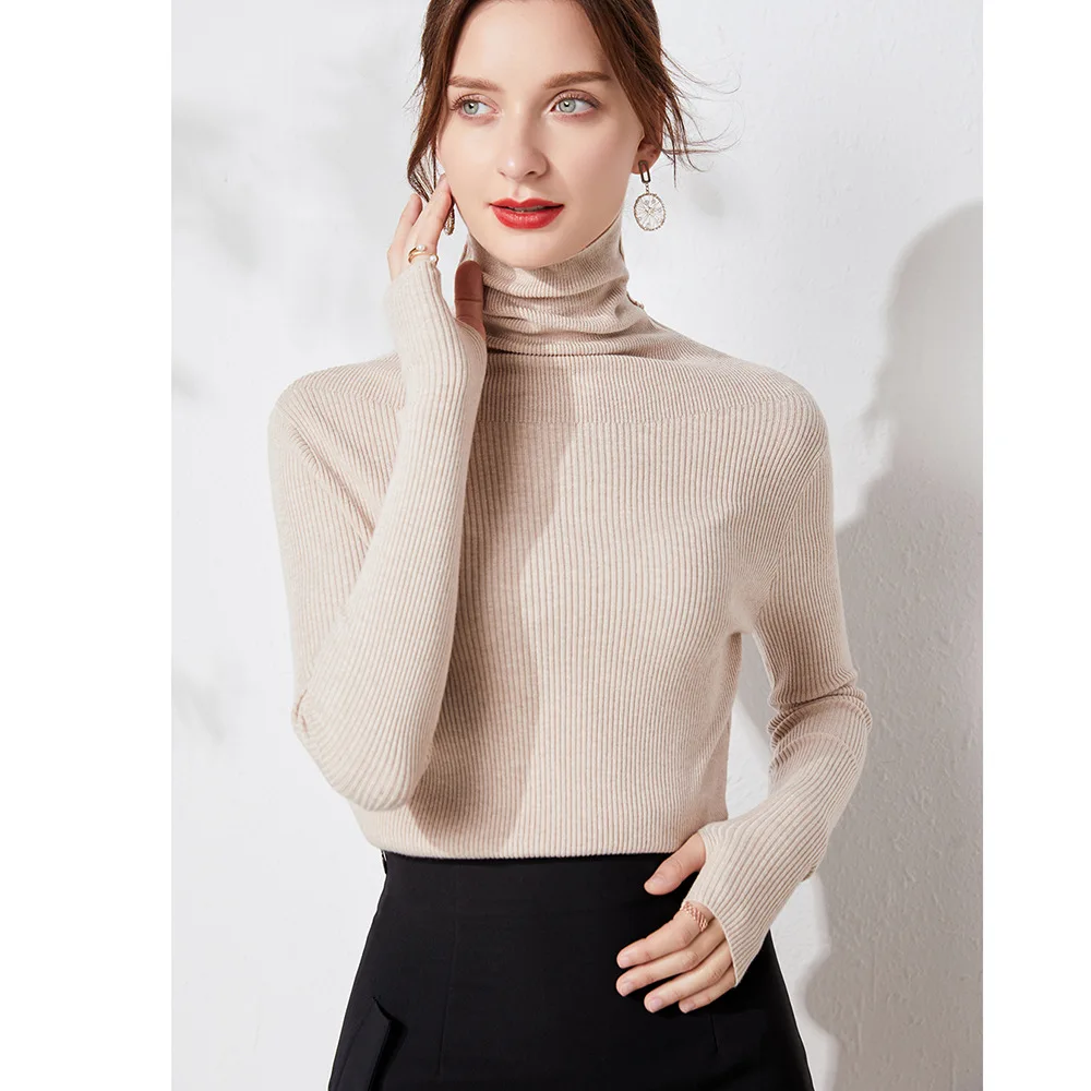 Высококачественный Женский свитер HLBCBG новый пуловер с высоким воротником зимние