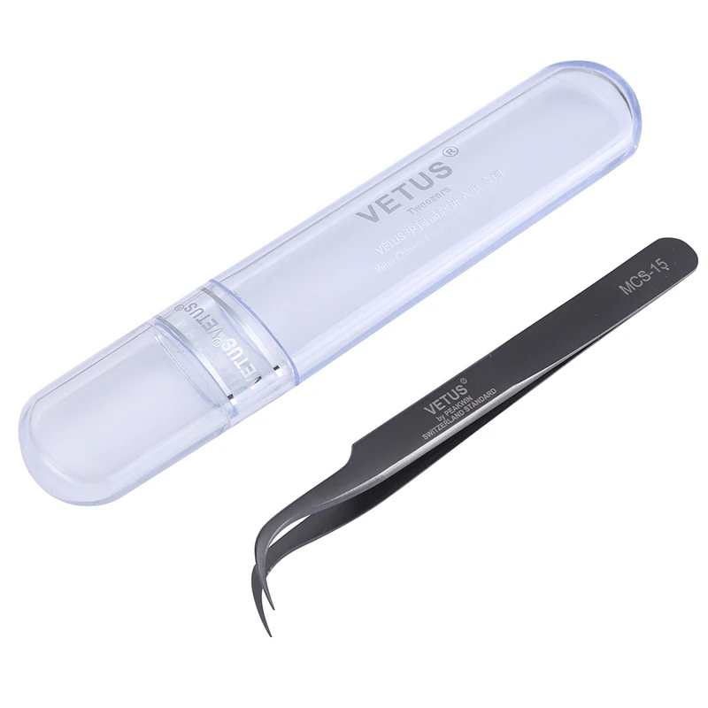 Precision Original VETUS Tweezers Pinzas VETUS MCS-15 Series Stainless Steel Curved Tweezers Mobile Phone Repair Tools afbeelding