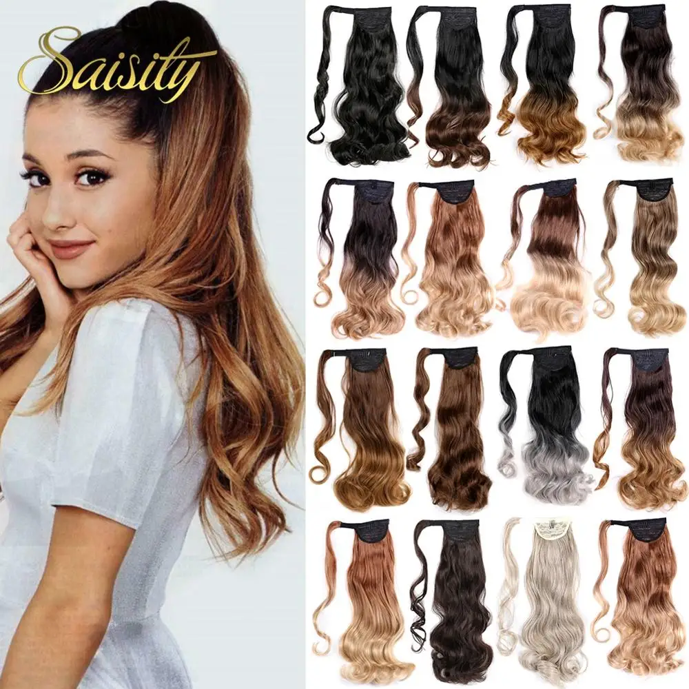 Hair-Extension Ponytail Tail-Hair Clip-In Wrap Wavy Saisity Synthetic 18inches-Long
