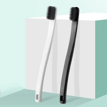 

2pcs Reusable Soft Bristles High Density Bamboo Charcoal Men Women Toothbrush Adult Anti-skid Couple Simple Toothbrushes Set
