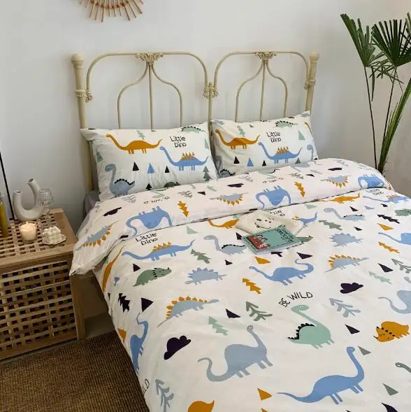 Baby Bedding Set Duvet Cover 4pcs/set Bed Sheet Pillowcase cotton 200*230cm Kids Bedding Cartoon Printing BXX038 - Цвет: BXX038-A