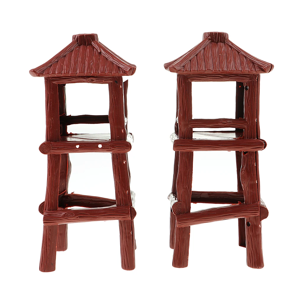 2Pcs Military Toy Soldier Watch Tower 18.5cm for War Game Landscape Building