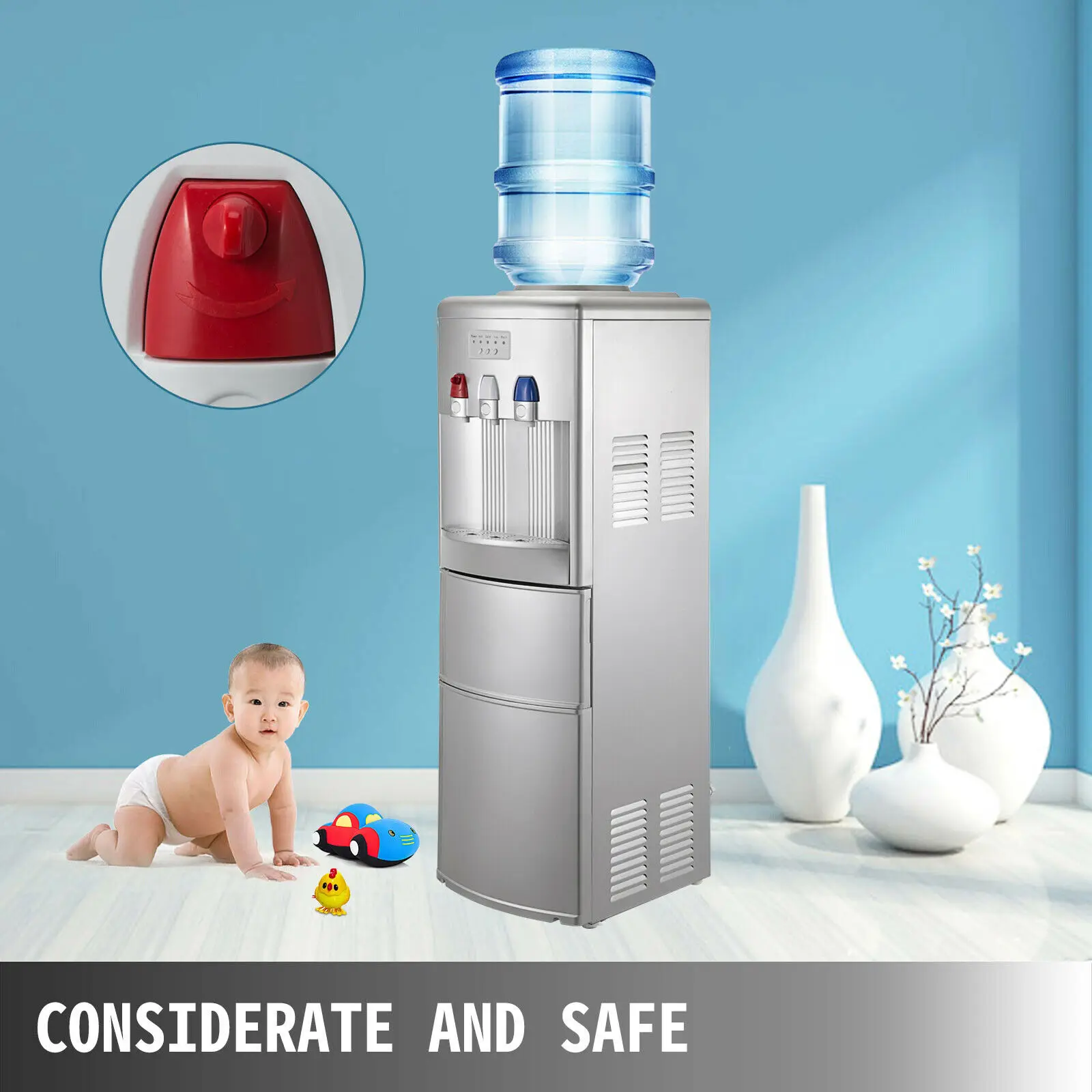 

Water dispenser with ice maker 12kg / 24h reliable and fast ice making speed with child safety lock