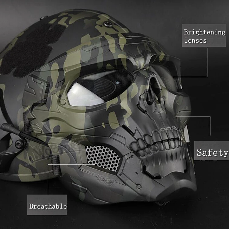 Máscara Airsoft, máscaras de cara completa, esqueleto de calavera con  gafas, resistentes a impactos, suministros para fanáticos del ejército,  máscaras tácticas - AliExpress