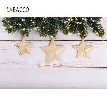 

Laeacco Christmas Pentagram Winter Cone Snowflake Child Portrait studio photo background Wood Background Photographyic Backdrop