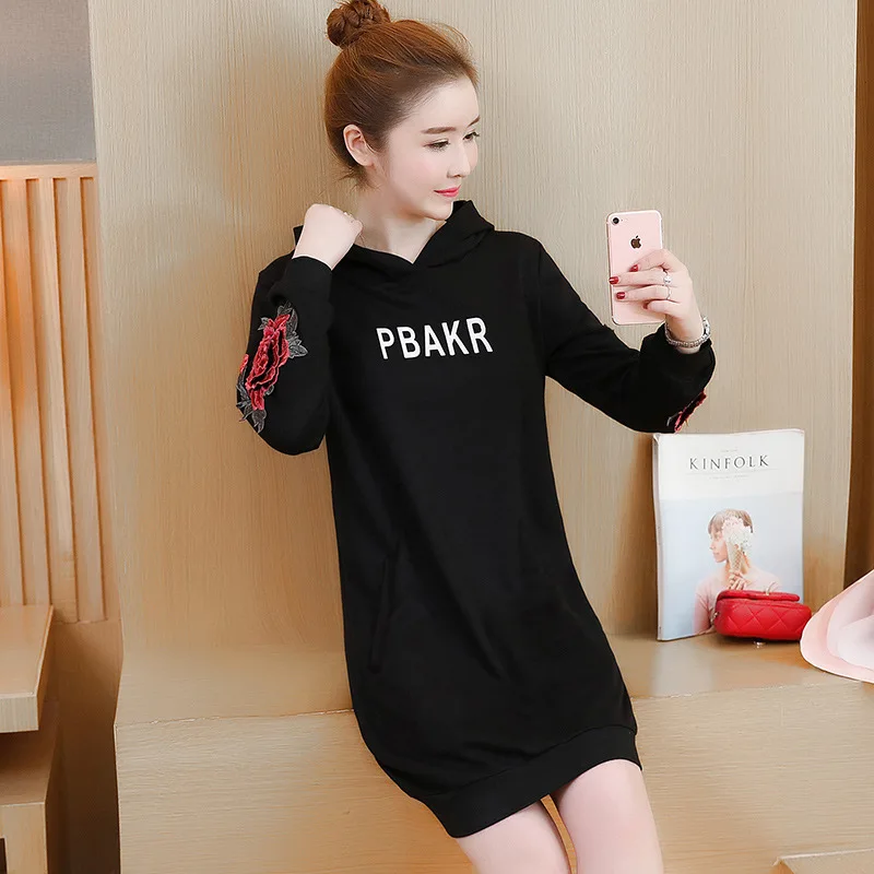 

Large Size Autumn Clothing Women's 2018 New Style Fat Mm Printed Black Large GIRL'S Loose-Fit by Age Mid-length Hoodie
