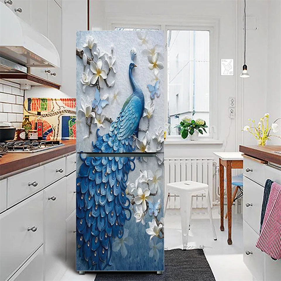 Fridge Sticker Beautiful Peacock and Flower Painting Wallpaper/Poster for  Fridge Double Single Door Decorative Sticker (PVC Viny) CFD0285 :  Amazon.in: Home & Kitchen