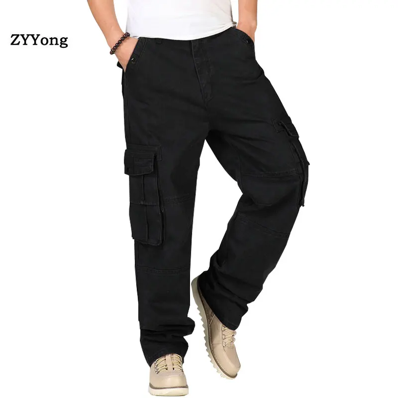 2021 Large Size Jeans Men Wide Leg Denim Pants Hip Hop Black Casual Baggy Rapper Skateboard Joggers Straight Trousers
