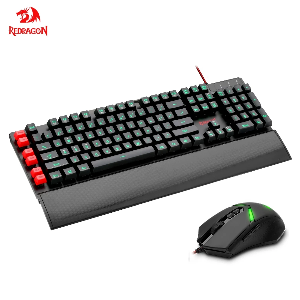 Redragon S102 USB игровая мембранная клавиатура коврик для мыши combos 104 стандартные