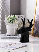 Creative Ceramic Vase Deer Head Elk Animal Head Simulation Animal Ceramic Crafts Flower Arrangement Flower Vase Home Decoration 1