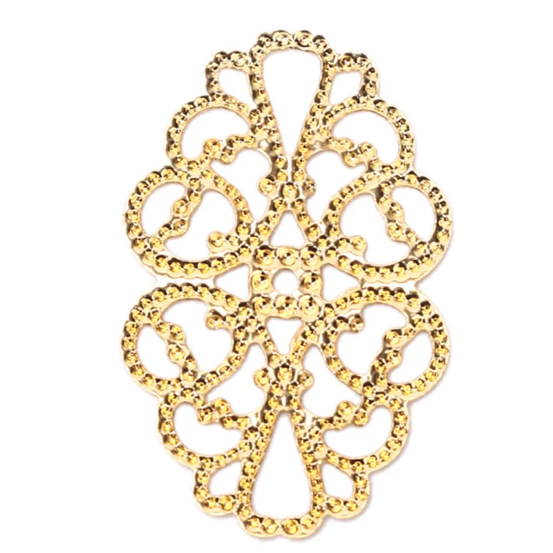100Pcs Fashion Filigree Flower Wraps Connectors Crafts Metal Charms DIY Jewelry Findings Decoration Pendants For Women