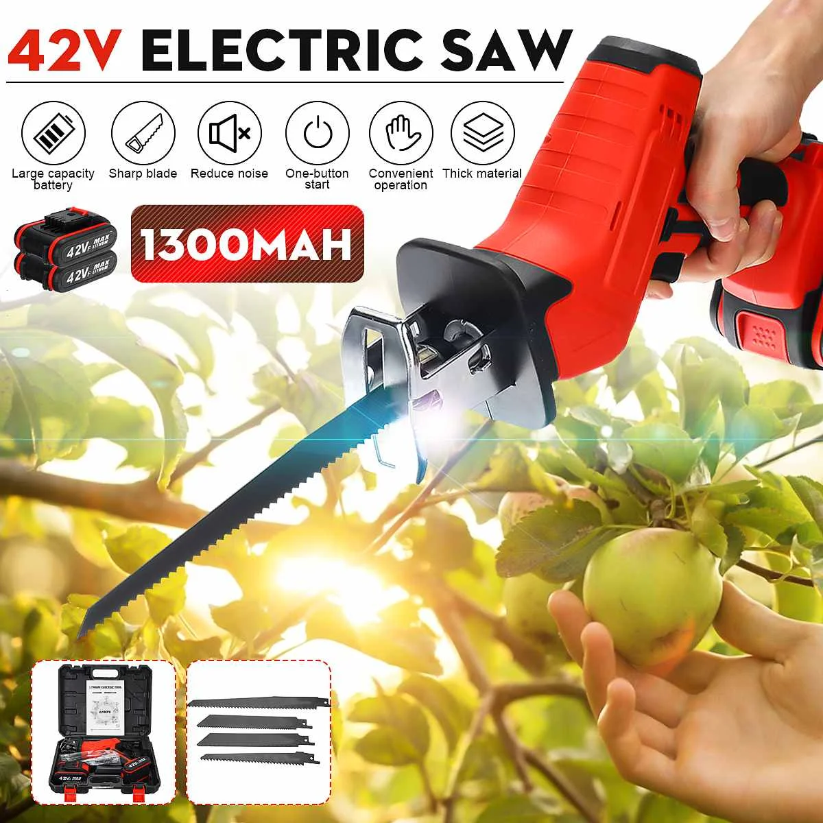 

Doersupp Cordless Reciprocating Saw +4 Saw blades Metal Cutting Wood Tool Portable Woodworking Cutters 48V With 1/2 Battery New