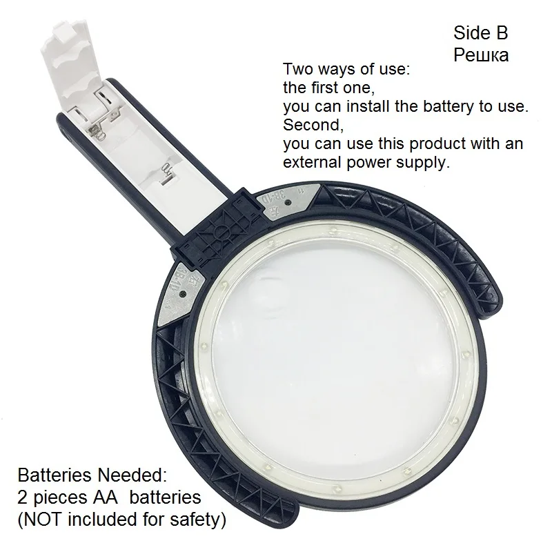 LED Plug-in Desktop Handhald Magnifier Dual-purpose Magnifying Glass Foldable Reading Magnifier Bifocal Lens Embroidery Loupe