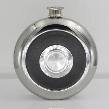 

Round Stainless Steel Pocket Flask With Build-in Shot Glass 5Oz Hip Flask Mirror Polished Mini Alcohol Bottles+ Free Funnel