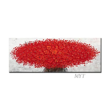 

Handmade Modern Red Tree Textured Large Abstract Oil Painting On Canvas Large Painting Colorful Landscape Paintings For Hotel