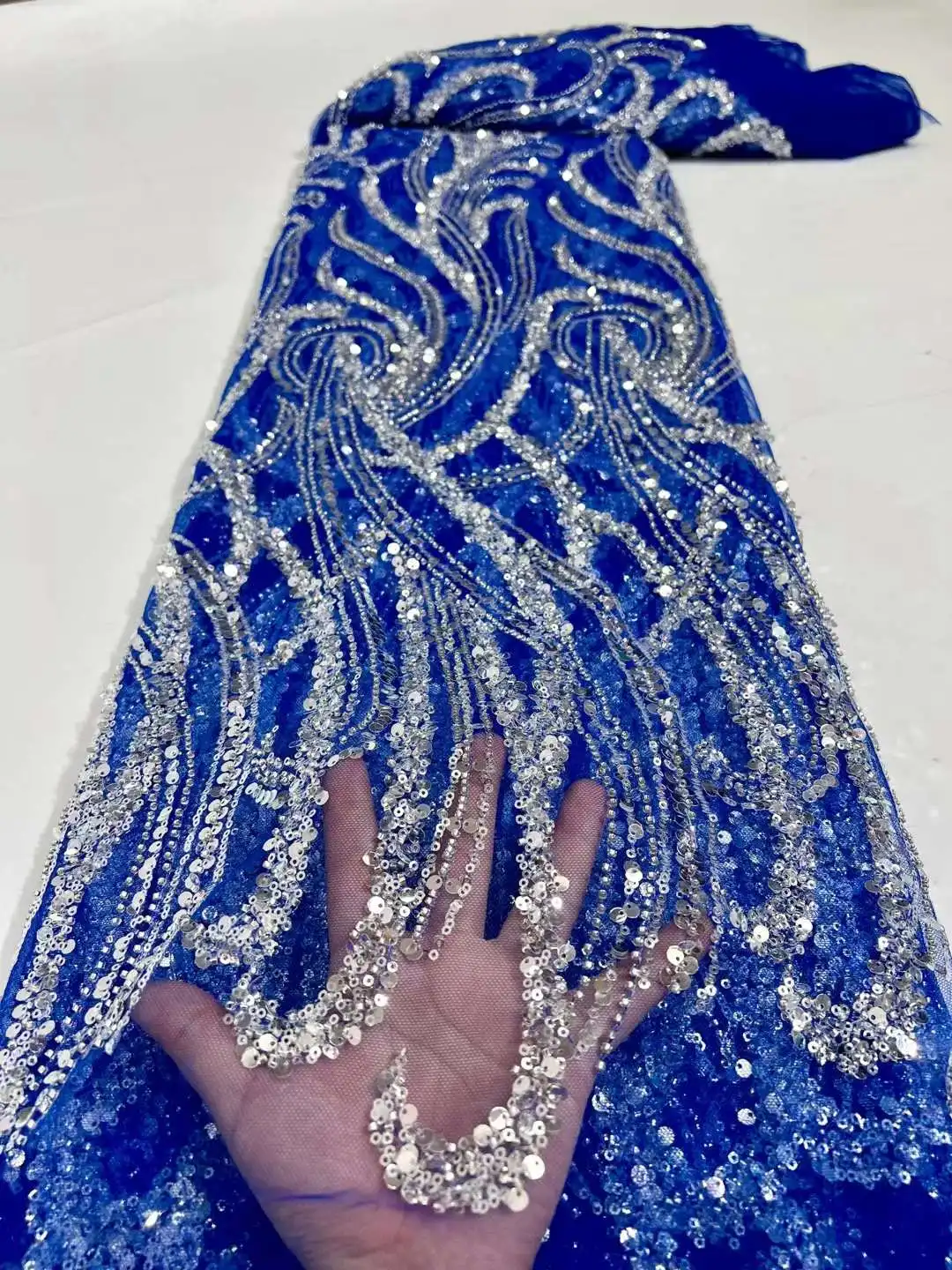 Handmade 3D Beads Lace Beautiful Beaded Tulle Bridal Fabric Luxury Quality Embroidery Sequins French Fabrics | Аксессуары для