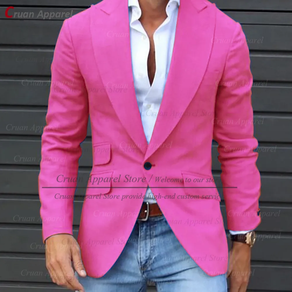 

2022 Newest Fashion Fuchsia Men's Blazers Tailor-Made Suit Jacket Slim Fit Groom Groomsmen Wedding Coat Red Business Party Tops