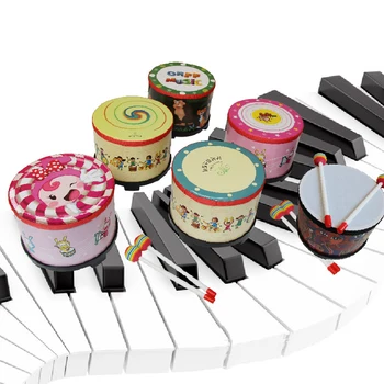 

New Design Cartoon Pattern Hand Drum Musical Toy Percussion Instrument with Drumsticks for Children Kids Beginner Gifts