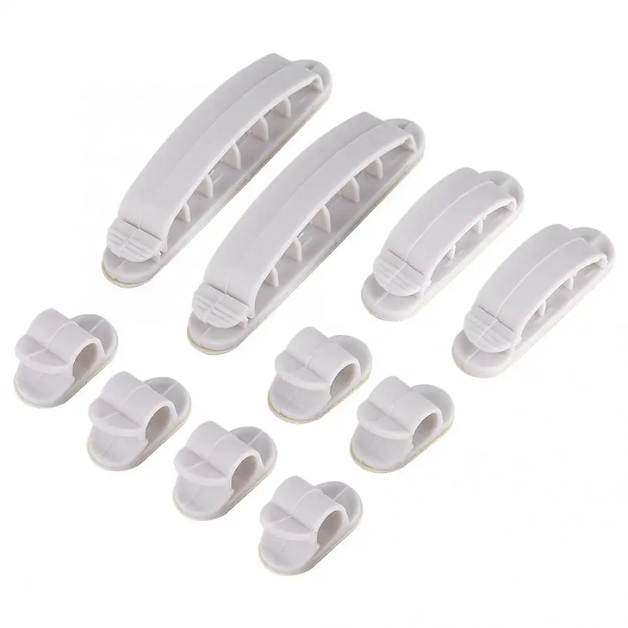 

NEW 10Pcs Desktop Cable Protector Clip Line Organizer Tool Cord Management Hooks for Office Home