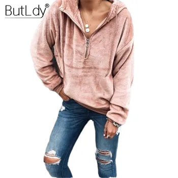 

Zipper Drawstring Red Hoodies Women Solid 2019 Autumn Winter New Style Sweatshirts Long Sleeve Hooded Sweatshirt For Women