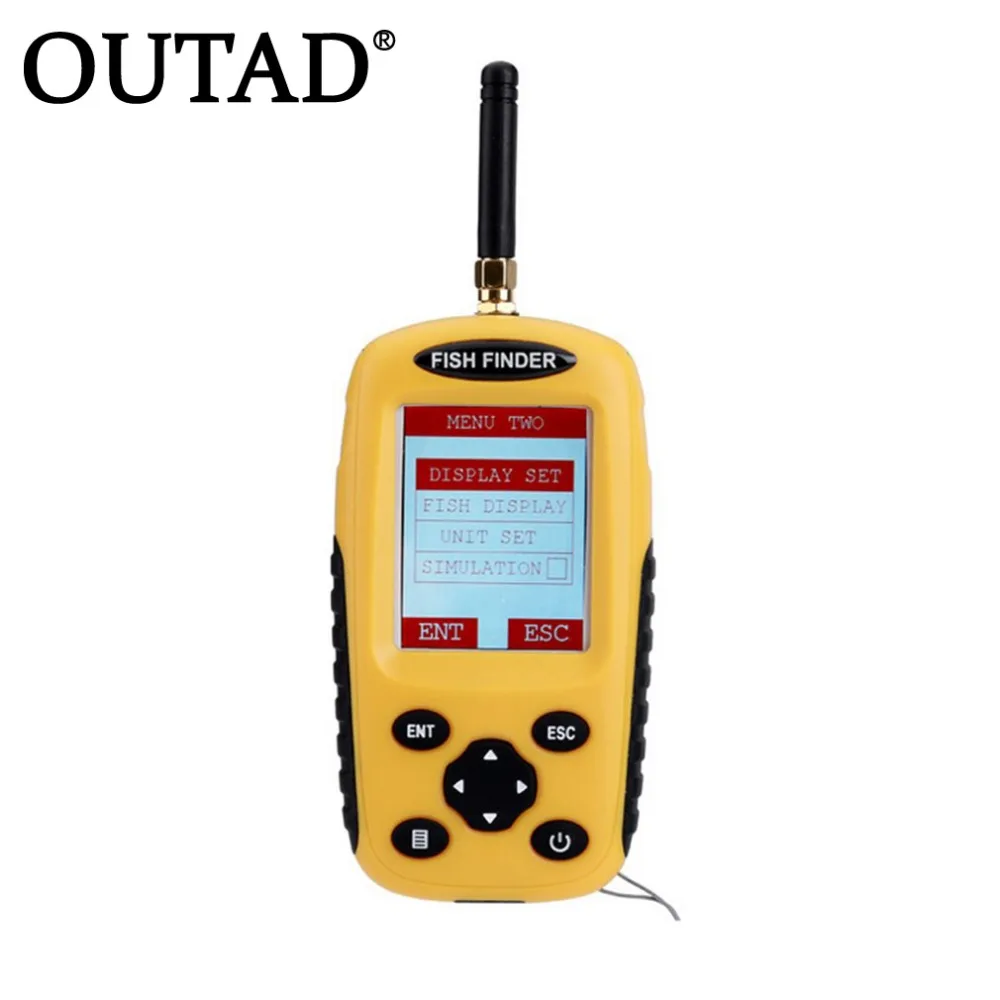

OUTAD Wireless Rechargeable Fish Finder Sonar Sensor Sounder Alarm with 0.6-36M Depth Range LCD Display Fishing Equipment