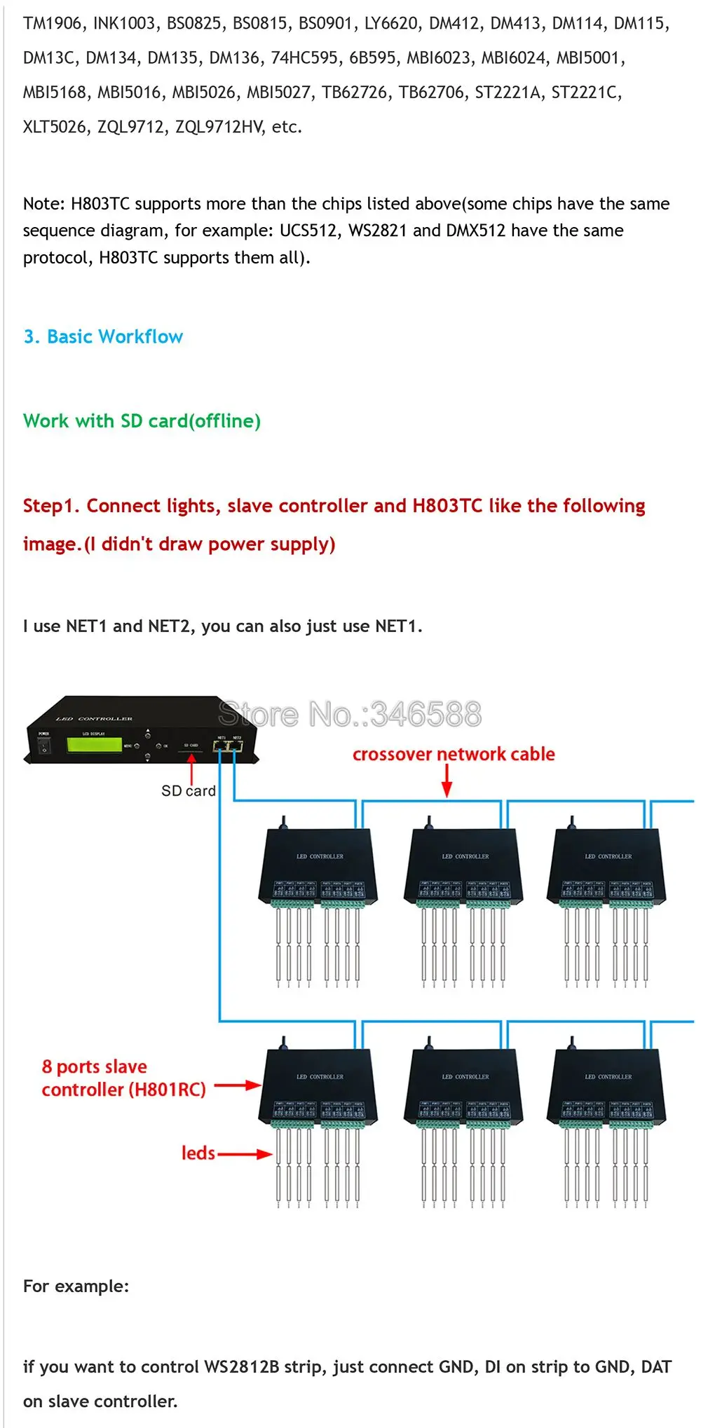 H803TC светодиодный онлайн/Автономный главный контроллер для пиксельных огней привод 170000 пикселей работает с H801RA или H801RC Slave контроллер