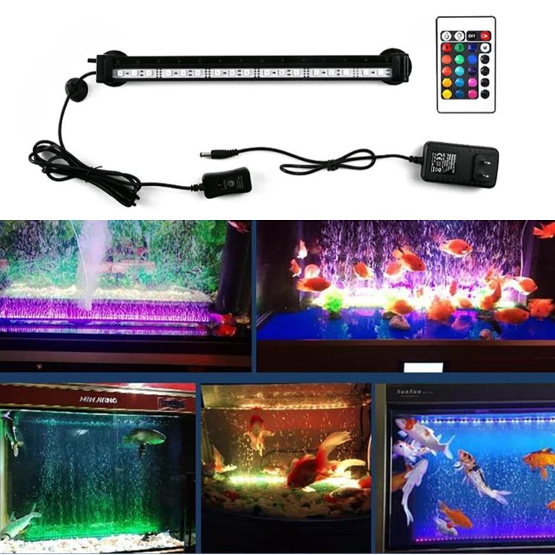 Lampe LED RGB avec support et télécommande pour Aquarium, éclairage pour  Aquarium 32/46/52cm