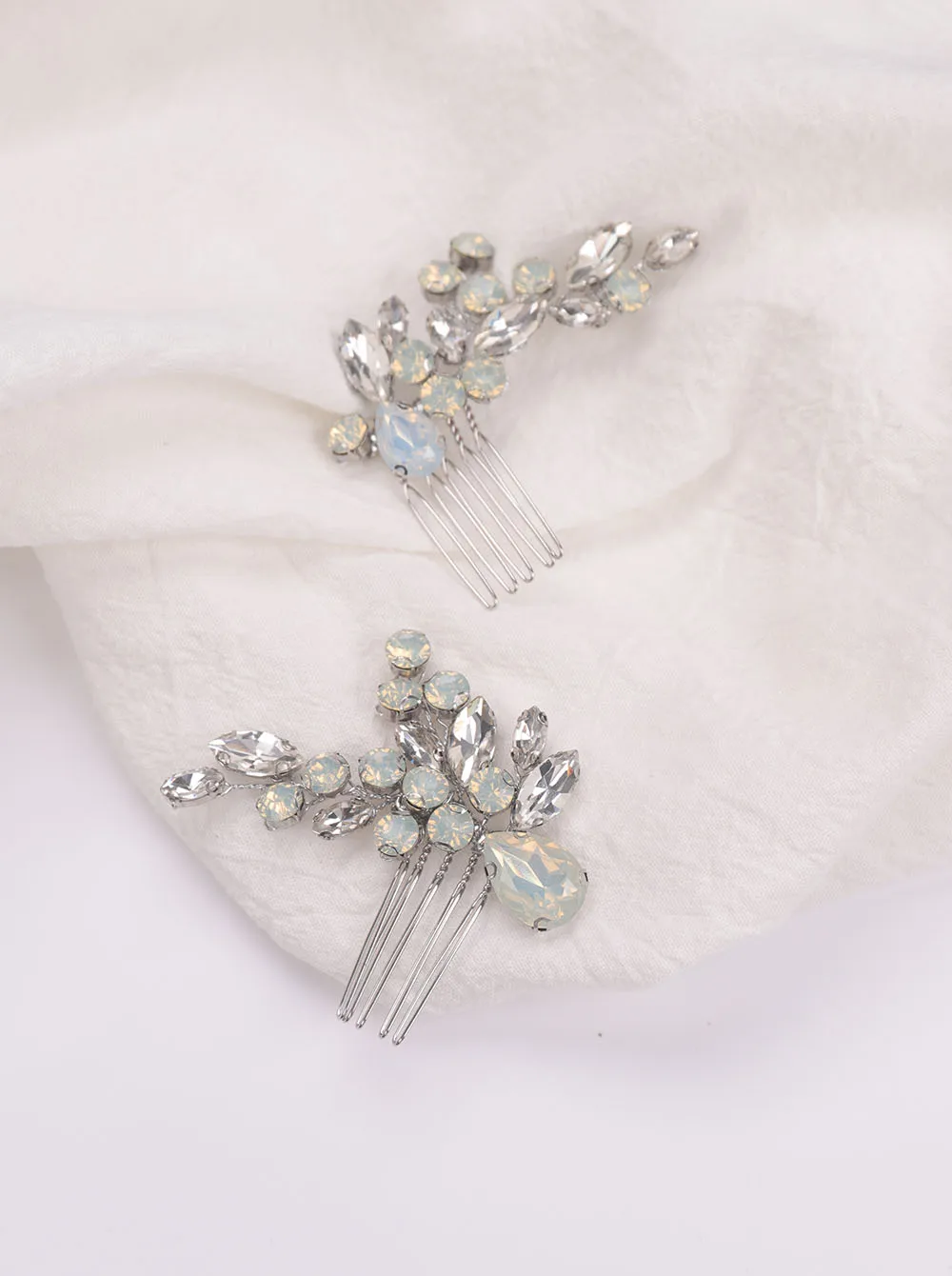 Bride Hat Hair comb Rhinestones A pair of Hair Jewelry Silver Bridesmaid gift clip for women