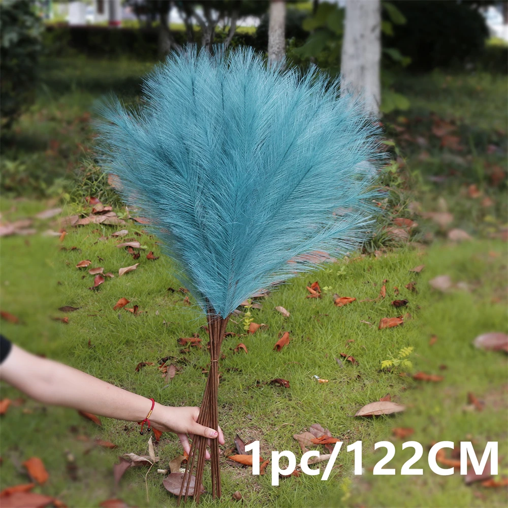1Pc Artificial Pampas Grass Decor Plume Grass Fake Phragmites Australis Home Decor Vase Wedding Decorations Faux Reeds Plants