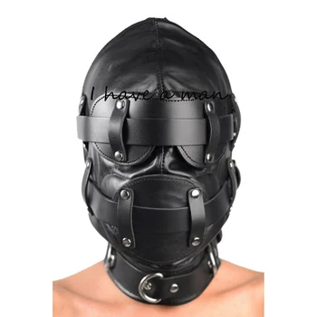 Leather Padded Hood Mask Blindfold Head Restraint Harness Mask, BDSM Bondage Gimp,Sexy Costume 4