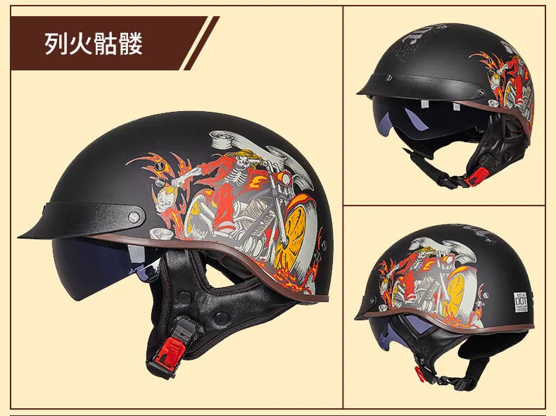 GXT мотоциклетный шлем Ретро Винтаж Casco Мото шлем с открытым лицом скутер мотоциклетный гоночный шлем для верховой езды с точечной сертификацией - Цвет: Colour 8