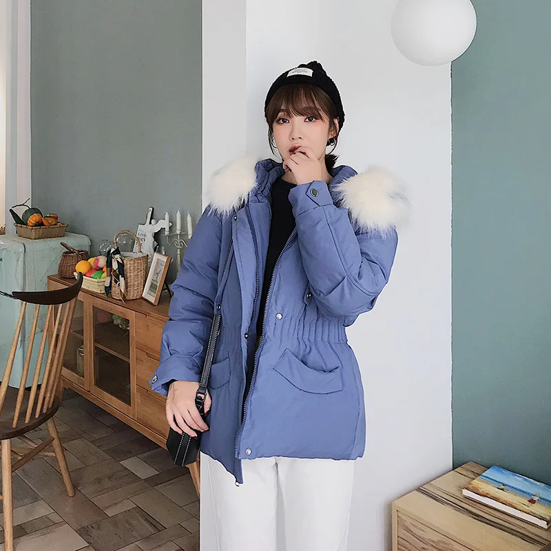 

Cotton-padded Clothes Women's 2019 Winter New Style Korean-style Waist Hugging Hooded Short Cotton Coat Students Coat Thick Larg