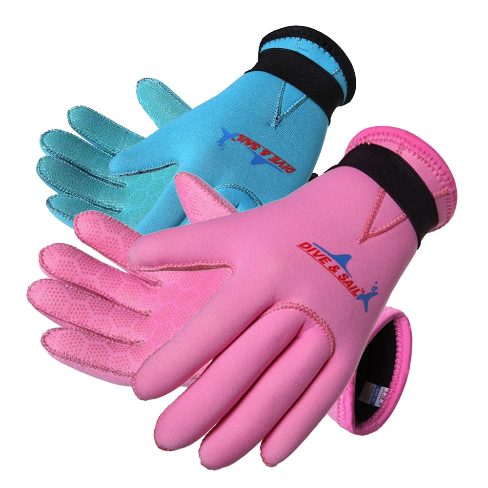 dive sail new product Blue Pink 3mm neoprene diving gloves palm
