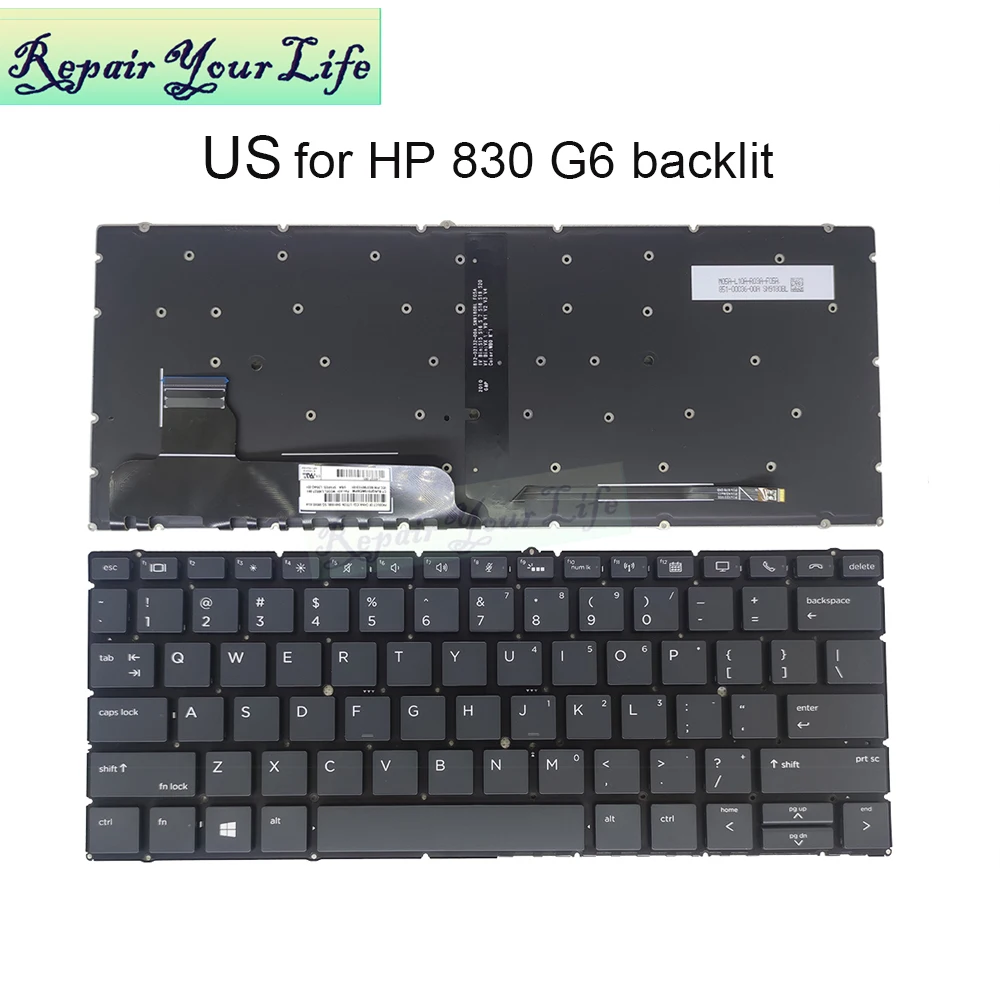 

830g6 US Backlight Keyboard For HP EliteBook x360 830 G6 L40527 L56442-001 English Notebook Backlit Replacement Keyboards New