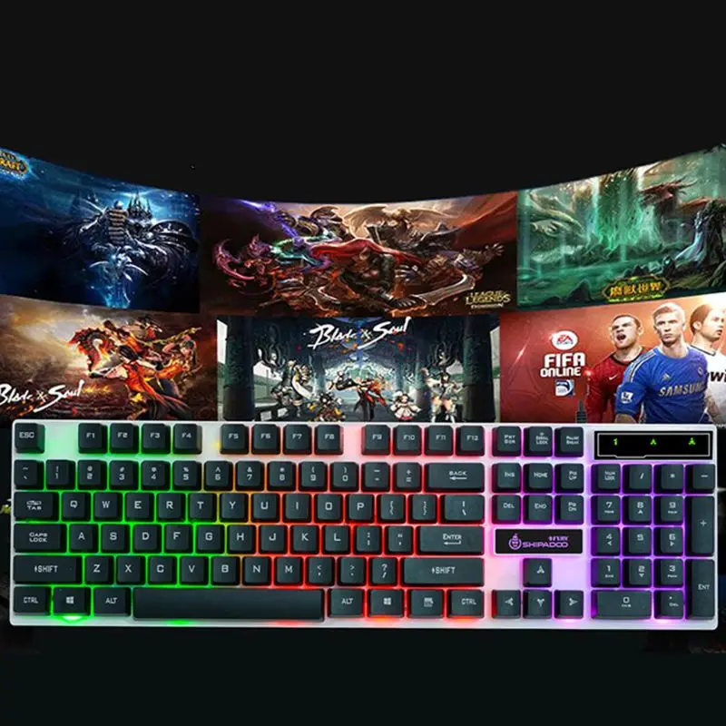 LED Wired Glowing Backlit Gaming Keyboard Computer Desktop Mechanical Keypad D08B 4