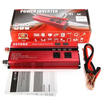 

1A-2.4A 2000W 12V To 110V Car Inverter LED Power Inverter Auto Transformer Convert with 4 USB Ports 2 AC Outlets and LED Display