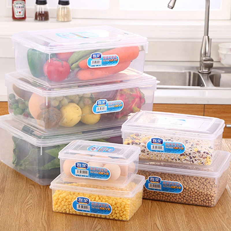 

Transparent PP Storage Box Food Toy Underwear Containers Kitchen Fridge Organizer Freezer Rectangular Storage With Lid Lunch Box