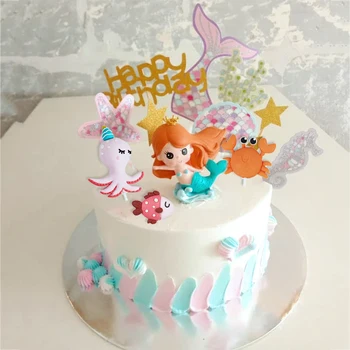 

birthday Party supplies cake topper decor seahorse fish carb mermaid shape cake toppers cupcake Baby Shower favors birthday gift