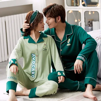 

Couple Pajamas Set Autumn Cardigan Pyjamas Women and Men Pajamas Long Sleeve Sleepwear Family Pijama Cute Lounge Pijama
