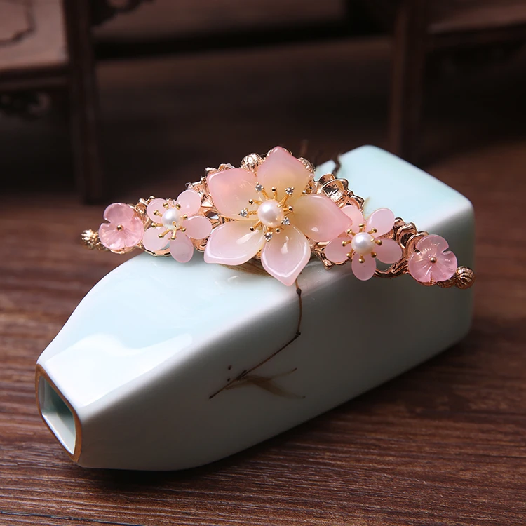 Сказочный костюм головной убор цветок Hanfu шпилька свежие Аксессуары для волос ручная работа древняя Повседневная кисточка Шпилька, которая сотрясается при ходьбе украшения для волос